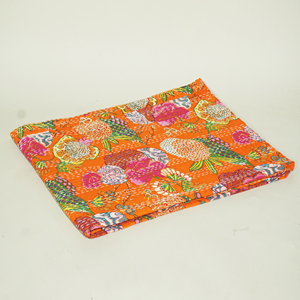 Indian Handmade Kantha <b>Quilt</b> Floral Printed Reversible Cotton Bed <b>Quilt</b> Vintage All Season for Home, Beach and Hotel - Product Image 2