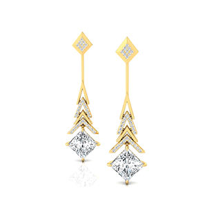Pendientes Colgantes de Lujo con Diamante de Laboratorio de 2.0ct, Corte Princesa, 7MM, D VVS, Certificado IGI, Oro de 14K y 18K, Hermoso Diseño Hecho a Mano para Mujer - Product Image 1