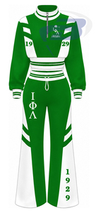 Ensemble de survêtement noir et doré pour femmes Iota Phi Lambda Sorority, manches longues, demi-zip, cordon de serrage, pantalon de jogging, tenue sportive décontractée - Product Image 1