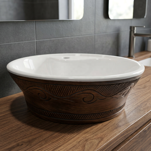 Vistaar Modern Round Ceramic Vessel Basin Above Counter Bathroom Vanity Sink Minimalist Bowl Lavabo - Product Image 4