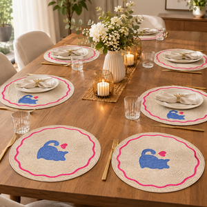 Stylish <b>Beaded</b> Round <b>Placemat</b> | Cat Glass Bead Table Mat for Dining Kitchen Home Decor Handmade Durable Decorative Table Setting - Product Image 4