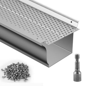 Protezione per Grondaie Fai-da-te in Alluminio da 5 Pollici con Filtro Antifoglie, 13 Pezzi, Lunghezza Totale 52 Piedi, Diametro Foro 0,157 Pollici, Coperture a Persiana e Ventilazione - Product Image 5