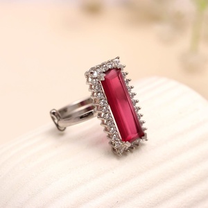 925 <b>Sterling</b> <b>Silver</b> Garnet CZ <b>Ring</b> Emerald Cut Halo Vintage Statement <b>Ring</b> Elegant Gift for Her Wholesale Price - Product Image 1