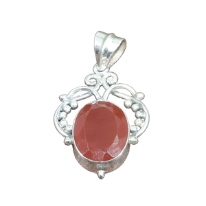 Colgante de Piedra Preciosa Cornalina Natural, Plata de Ley 925, Hecho a Mano, Ovalado, Facetado, Collar con Colgante de Cornalina, Joyería Artesanal Vintage - Product Image 1