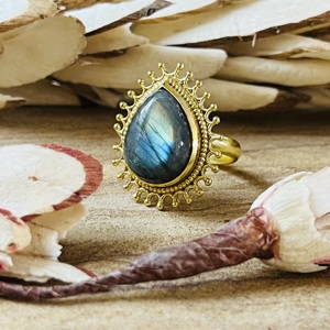 2026 Latest <b>Labradorite</b> Brass <b>Ring</b> 18k Gold Plated Tribal <b>Ring</b> Chunky Boho Vintage <b>Ring</b> Statement Wholesale <b>Ring</b> For Women - Product Image 4