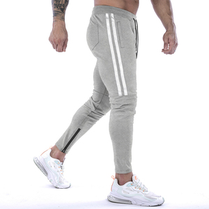Men's <b>Slim</b> Fit <b>Jogger</b> Sweat Pants Cotton Polyester Training Trousers Side Stripe Gym Running Fitness Track Pants Zipper Hem - Product Image 1