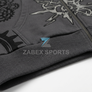 Sudadera con Capucha y Cremallera de Alta Calidad para Hombre, Corte Regular, con Pedrería, Estilo Urbano, de Algodón y Forro Polar, Proveedor de Ropa de Invierno - Product Image 3