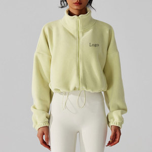 Women's Fleece Sports Jacket Stand Collar Yoga Top Warm Windproof Thickened <b>Zipper</b> Regular Length Coat Breathable Quick Dry - Product Image 1