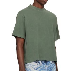 Camiseta recortada de peso pesado de 220 gramos para hombre, ropa de calle de corte cuadrado personalizable, Jersey de algodón en blanco, Hip Hop, logotipo sólido de gran tamaño - Product Image 4