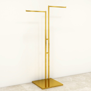 Porte-vêtements moderne en acier inoxydable doré, réglable en hauteur, pour présentation de vêtements, emballé en carton pour magasin de détail - Product Image 2