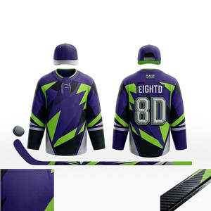Maillots de hockey sur glace personnalisés de haute qualité 2025, 100% polyester, écologiques, séchage rapide, uniformes brodés - Product Image 3