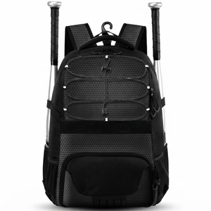 Mochila de nailon rosa y negra con bolsillos laterales de malla, capacidad de 30-40L, compartimento frontal con cremallera - Product Image 5