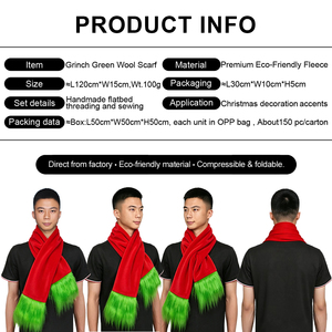 Accessoire de déguisement de Noël : Cheveux verts, écharpe rouge, pour fête, personnage de film/télévision, jouet mignon. Vente en gros directe usine, cadeau personnalisé. - Product Image 6