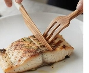 Ensemble de couverts en bois de qualité supérieure avec manches blanches, design minimaliste, écologique, pour restaurant, hôtel, fête, mariage, dîner - Product Image 5