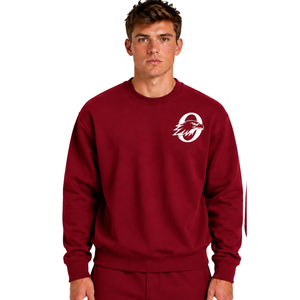 Burgundy <b>Men</b> Sweatshirt Crew Neck <b>Long</b> <b>Sleeve</b> Pullover Casual Fleece <b>Top</b> Custom Logo Streetwear Winter Sportswear Wholesale - Product Image 1