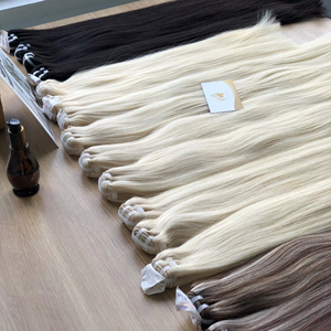 Machine Weft Straight <b>Bleached</b> Hair Extensions Wholesale 100% Vietnamese Virgin Human Hair Double Drawn - Product Image 1
