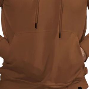 Sweat à capuche marron décontracté en molleton de coton pour homme avec cordon de serrage et poche kangourou, style streetwear, vente en gros - Product Image 3