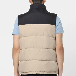 Chaleco Acolchado para Hombre en Color Negro y Beige, Dos Tonos, Sin Mangas, con Cuello, Aislante, Duradero, para Invierno - Product Image 2
