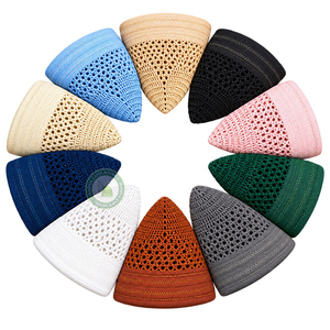 Chapeau Kufi en maille respirante pour homme, bonnet tricoté décontracté 100% coton, broderie à la main, casquette d'extérieur toutes saisons - Product Image 2