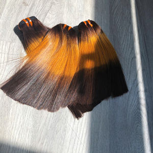 Directo de fábrica 100% cutícula alineada hueso virgen recto cabello humano vietnamita trama paquetes de cabello y cierre tres tonos naranja - Product Image 5