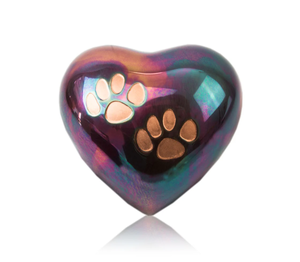 Luxury Red Heart Shaped Pet Cremation Urn with Gold Paw Print <b>Memorial</b> Ashes Keepsake for Dogs & Cats - Product Image 5