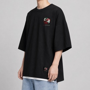 เสื้อยืดโอเวอร์ไซส์ผ้าฝ้ายถักเนื้อนุ่มใส่สบายสำหรับฤดูร้อน คอกลมเรียบง่าย สไตล์ลำลอง เสื้อยืดโอเวอร์ไซส์ผู้ชาย - Product Image 5