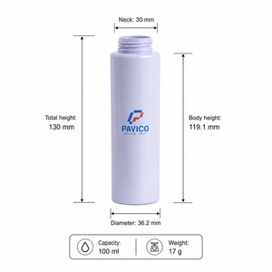 ขวดพลาสติกสำหรับเครื่องสำอางขนาด 100 มล. คอขวดขนาด 30 มม. พร้อมฝาปั๊มแบบพลิกหรือฝาสเปรย์ สำหรับบรรจุภัณฑ์แชมพู โลชั่น ผลิตภัณฑ์ดูแลผิว ผลิตในเวียดนาม - Product Image 2