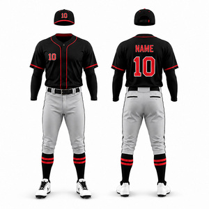 Conjunto de Uniforme de Béisbol Sublimado Personalizado, Jersey, Pantalones y Gorra Unisex para Adultos, Transpirable, Antibacterial, de Secado Rápido, en Poliéster Corto - Product Image 6