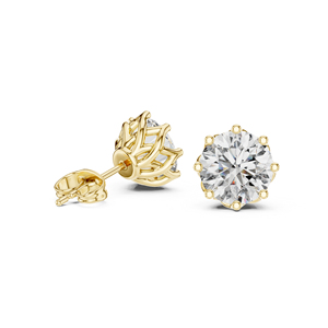 Pendientes de compromiso de oro amarillo de 14 quilates con diamantes cultivados en laboratorio para mujer |   Diamante Cultivado Nuevo - Product Image 6