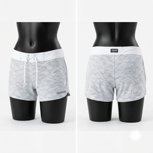 120 GSM Premium 92% Polyester 8% Spandex Eco-Friendly Waterproof Swim Shorts White Wave Print Custom Logo Quick Dry Beachwear 1 - Product Image 1