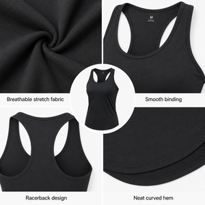 Camiseta sin mangas deportiva para mujer con logo frontal, estilo racerback, OEM, ODM, marca privada - Product Image 3