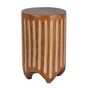 Elegant <b>Round</b> Antique Gold Drink <b>Table</b> Mid-Century Ribbed <b>Bedside</b> End <b>Table</b> - Product Image 3