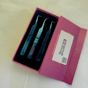 Pince à cils professionnelle pour volume, pince d'isolation, pince volume russe, pointe en fibre, acier inoxydable, personnalisée L - Product Image 4