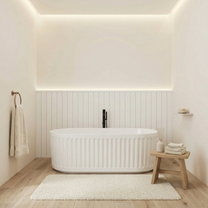 Salvere Freestanding Acrylic Soaking Bathtub FW-9920-67 Modern Eco-Friendly Durable Oval Shape Center <b>Drain</b> for <b>Bathroom</b> - Product Image 5