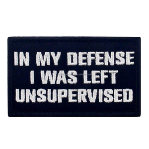 Táctico divertido aplique sujetador gancho bucle emblema bordado blanco negro 'en mi defensa me quedé sin supervisar' parche flor - Product Image 1