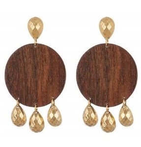 Boucles d'oreilles pendantes en bois rondes minimalistes pour femme, faites à la main, style rustique, pour fêtes et usage quotidien, bijoux fantaisie - Product Image 1