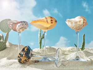 Verre à cocktail et à vin en coquillage de mer fait main de luxe - Verre réutilisable écologique pour décoration côtière, cadeaux de mariage sur la plage - Product Image 6