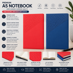 Carnet A5 en cuir PU de qualité supérieure, design à ouverture plate, couverture imperméable, papier lisse, logo personnalisé pour la promotion et les cadeaux - Product Image 1
