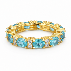 925 Silver Green Aquamarine <b>CZ</b> Oval Breed <b>Ring</b> 18K Gold Plated Rhodium Plated Classic Gemstone Wedding Band Jewelry Unisex - Product Image 1
