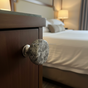 Poignée et bouton de meuble en marbre gris et blanc AG Elements |   Pierre ronde pour armoires, tiroirs, commodes, cuisines - Durable et écologique - Product Image 1