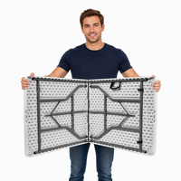 Table de camping pliable légère et moderne, table de pique-nique portable en plastique avec poignée de transport, mobilier d'extérieur