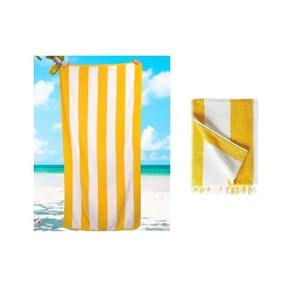 Serviette de plage de luxe en coton turc écologique, motif floral, jaune et blanc, séchage rapide, tissée, moderne, pour adulte, rectangulaire - Product Image 3