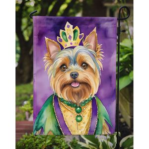 Yorkshire Terrier King Mardi Gras Bandera de jardín multicolor Buzón decorativo Patio Banner para camas de flores y obras de arte - Product Image 3