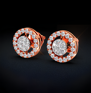 18K Rose Gold Lab Grown Diamond Round Halo Cluster <b>Stud</b> Earrings Pave CVD Diamond Trendy Anniversary Party Wholesale - Product Image 5