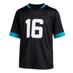Maillot de football américain surdimensionné en mesh pour homme, noir et bleu, streetwear, t-shirt de sport athlétique, fabricant OEM, étiquette privée personnalisée - Product Image 4