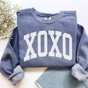 XOXO Wholesale Cotton Fleece Pullover Women Men Ladies Unisex Sorority Greek Apparel Chenille Letter Embroidery - Product Image 1