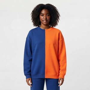 Sudadera de Dos Tonos para Mujer, Holgada, Estilo Casual, Manga Larga, para Uso Diario, Ropa de Moda al por Mayor - Product Image 1