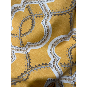 Tissu en coton imprimé or et blanc pour ameublement et draperie, largeur 54 pouces, vendu au mètre, textile élégant pour la décoration intérieure et les meubles - Product Image 1