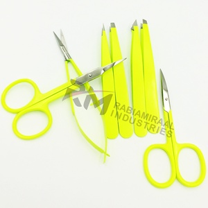 Ensemble de pinces à épiler en acier inoxydable RMI pour l'épilation des sourcils avec ciseaux à cuticules/à ressort couleur jaune - Product Image 5