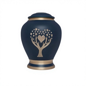 Best Quality Engraved <b>Tree</b> of Life Brass Cremation Blue Urns for Human Ashes With Free Velvet <b>Bag</b> - Product Image 1